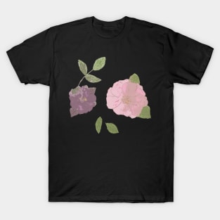 watercolour pink flowers watercolor purple flowers pink and purple flowers T-Shirt